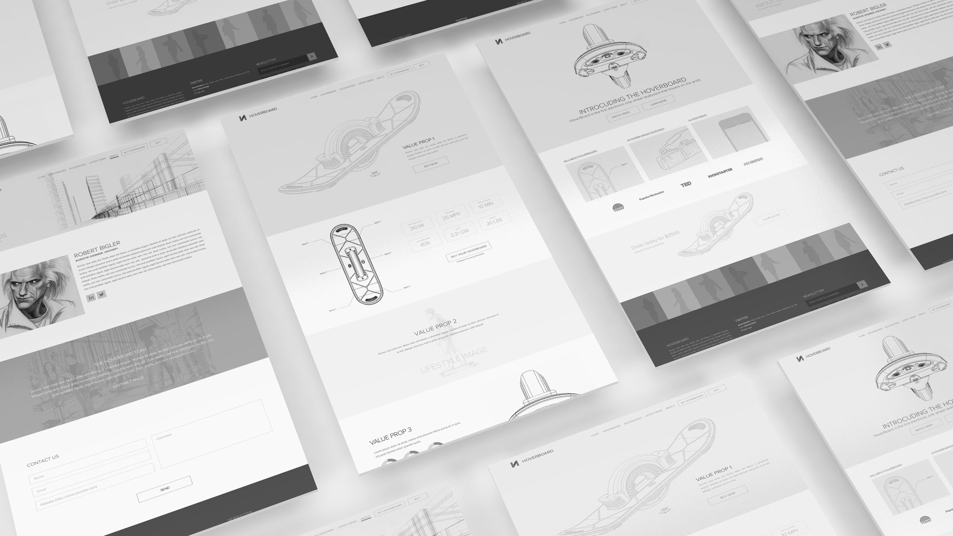 Hoverboard wireframes Titus Klein