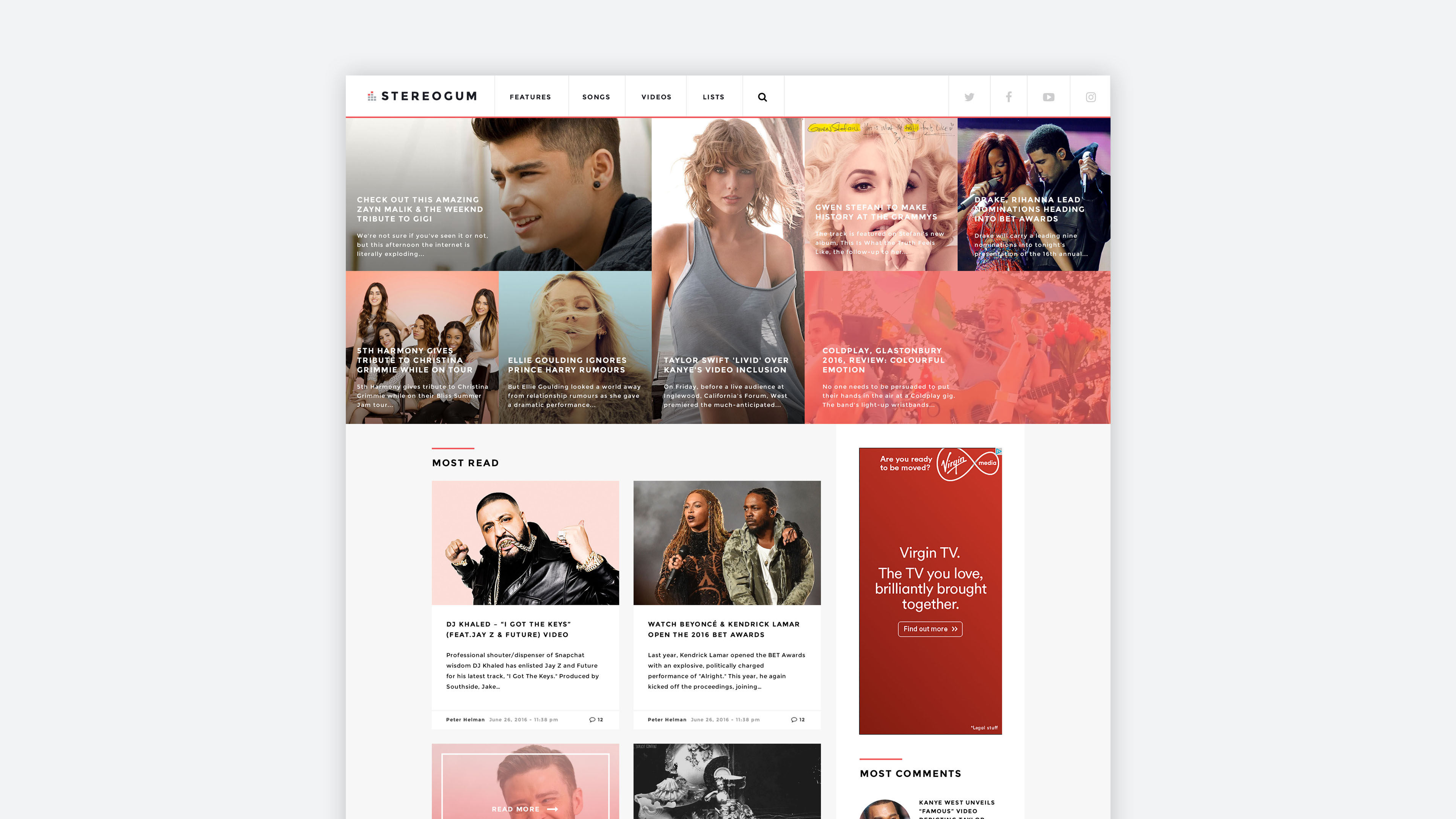 Stereogum Redesign by Titus Klein